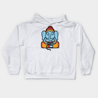 Ganesha plays video games Kids Hoodie